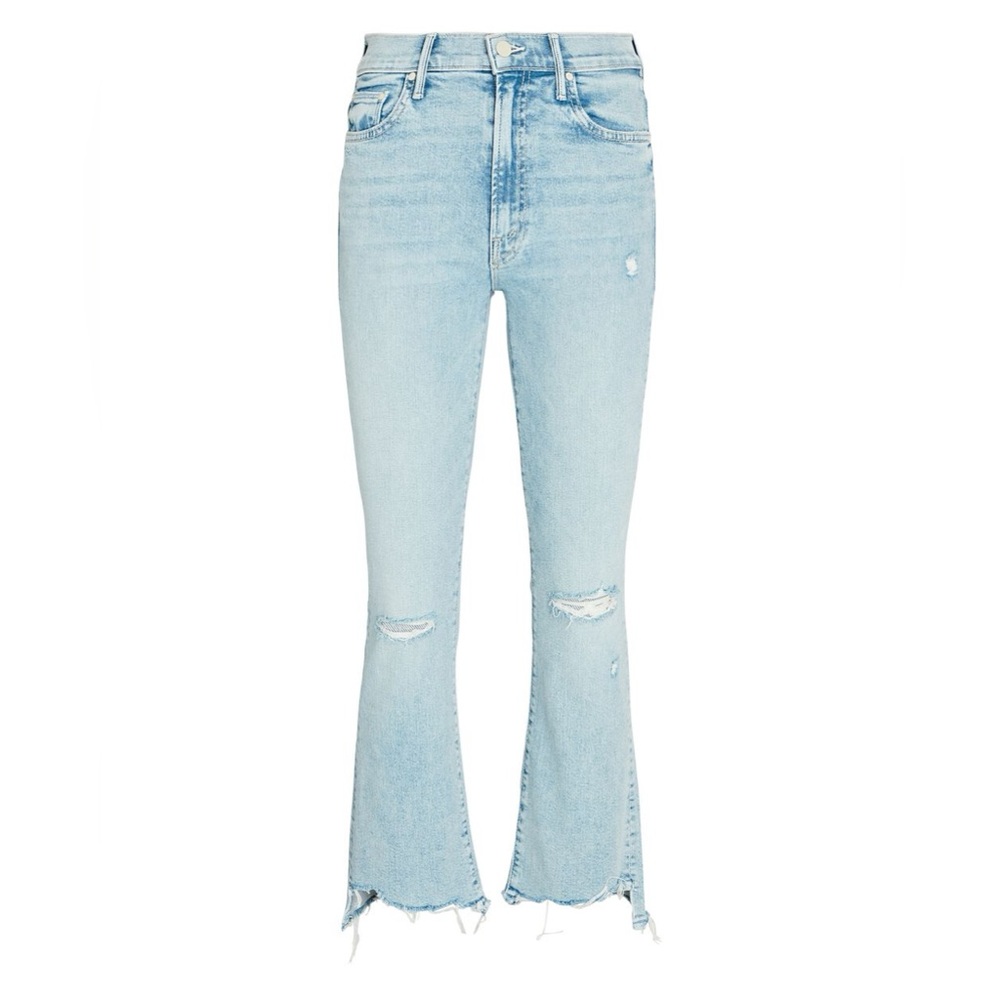 Mother The Hustler Ankle Chew Crop Flare Distressed Jean size 25
